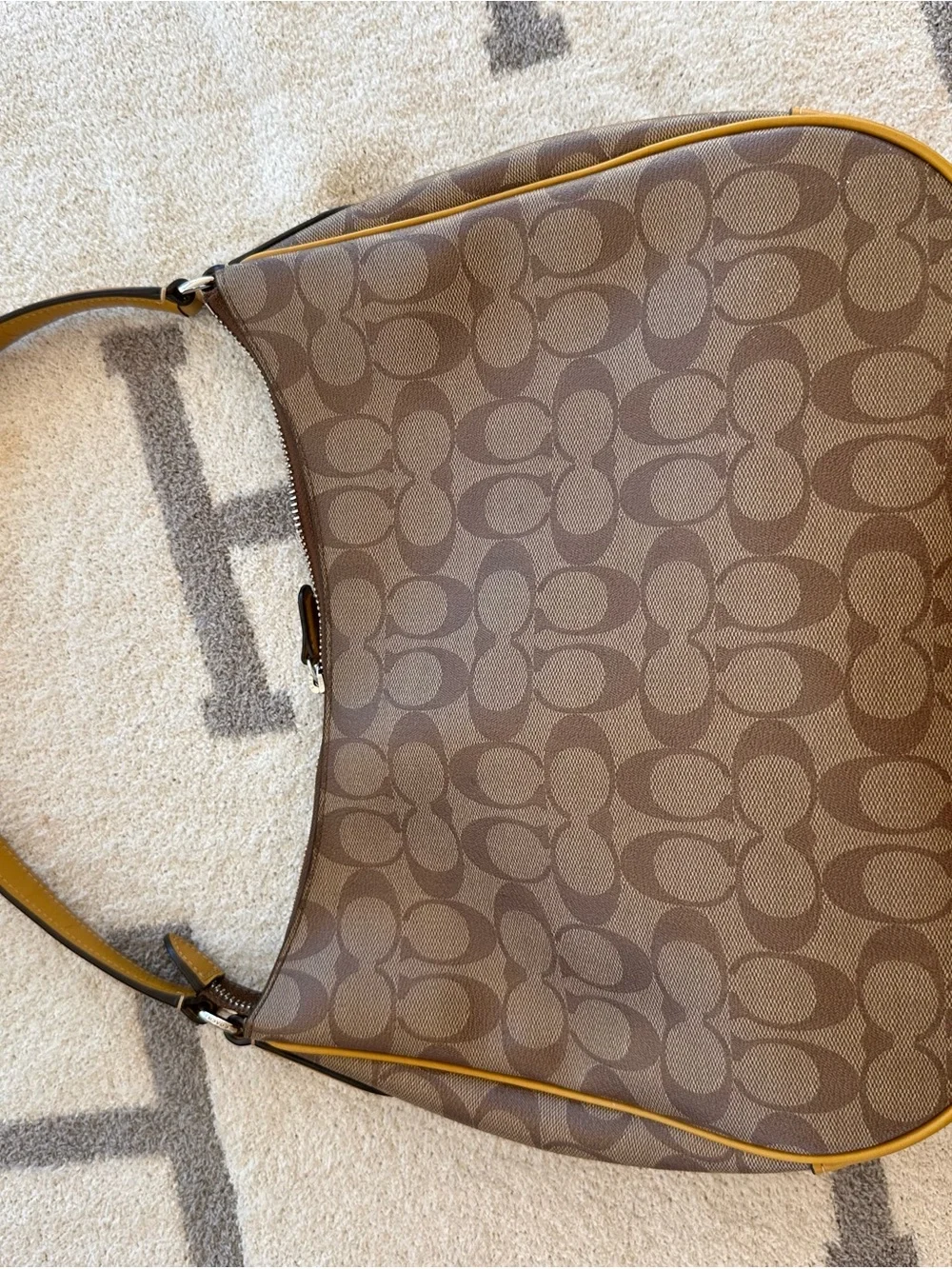 Coach Brown 2018 Laureal Hobo Bag with Yellow Trim